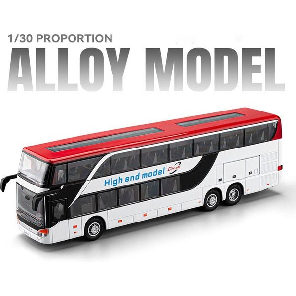 1:30 AutobusóW DwupięTrowych Pojazdy Zabawki Samochodziki Modele Metalowe Odlewane Drzwi Otwierane Z DźWięKiem ŚWiatłEm Pojazdy Pull Back Prezenty Dla Dzieci-image