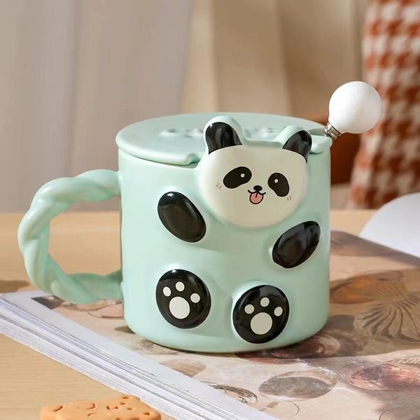 Kreatywny Relief Osobowość Uroczy Panda Ceramiczny Kubek PamiąTka ŚWieżY Domowy Kubek Do Picia Kubek O Wysokiej WartośCi 301-400Ml-image