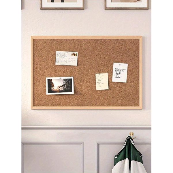 TablóN De Anuncios De Corcho, TablóN De Corcho Enmarcado, Marco De Roble, Tablero De Pines Colgante Decorativo, Perfecto Para DecoracióN De Oficina Y Hogar, Mensaje Familiar Escolar S Varios Colores-image