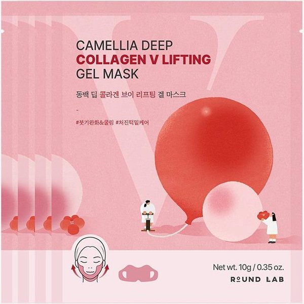Mascarilla En Gel V Lifting De ColáGeno Profundo De Camelia Round LAB (4 Hojas) Red-image