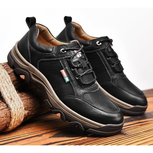 Zapatos De Hombre OtoñO Nuevos Zapatos Casuales De Hombre CóModos Punta Redonda Zapatos De Senderismo Zapatos De Cuero De Negocios Zapatos BritáNicos 44-image