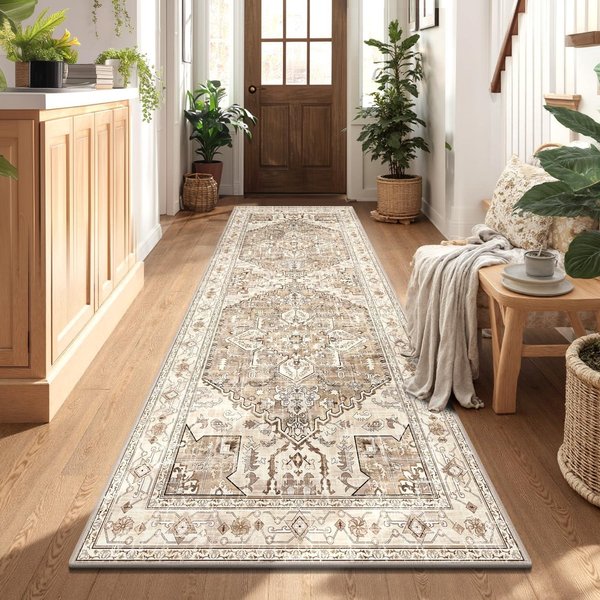 Bohemian Retro WzóR Dywanik Do Korytu AntypośLizgowy Odporny Na Plamy Mata PodłOgowa Do WejśCia Kuchni Pralni WystróJ Domu 50X160Cm 20X63Inch Gray-image