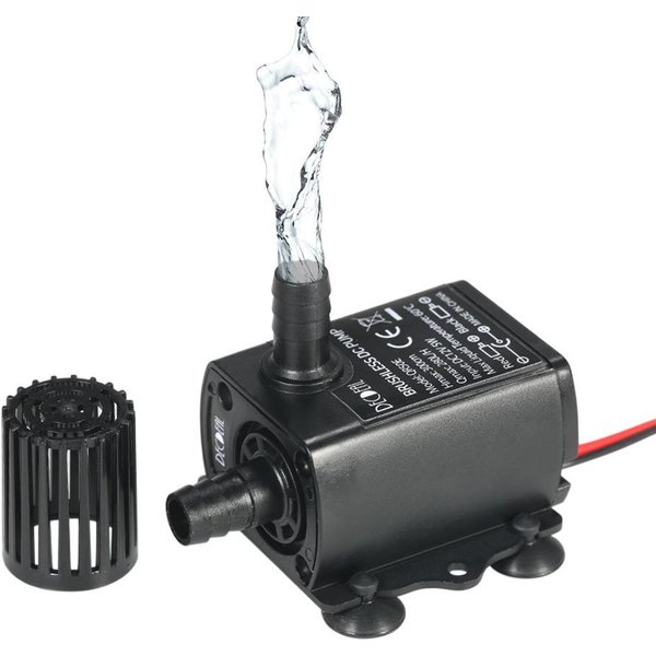 Decdeal DC12V 5W Mini Bomba De Agua Sin Escobillas Ultrasilenciosa Fuente Sumergible Impermeable Negro-image