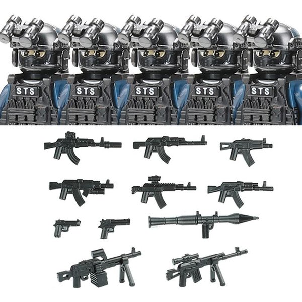 Figuras Militares PolicíA Antidisturbios Soldado Bloques De ConstruccióN Ciudad Comando Fuerzas ÚNicas Swat Chaleco Con Armas Ladrillos Juguetes Para NiñOs Regalo-image