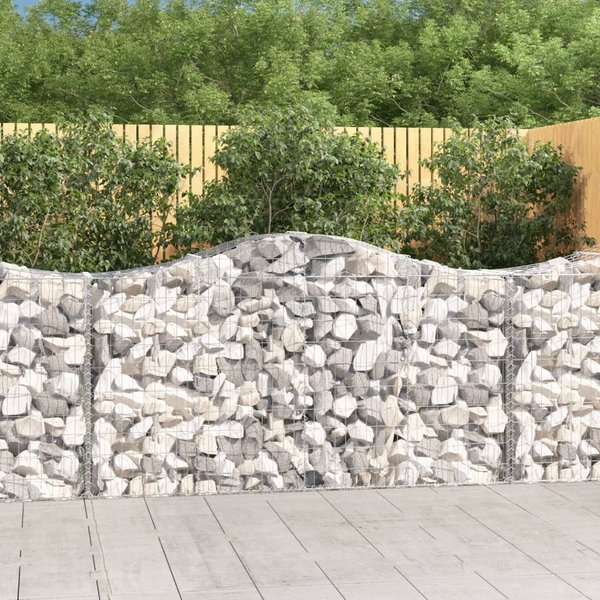 Vidaxl Cesta GabióN Curva, 200X50X100/120Cm, Hierro Galvanizado-image