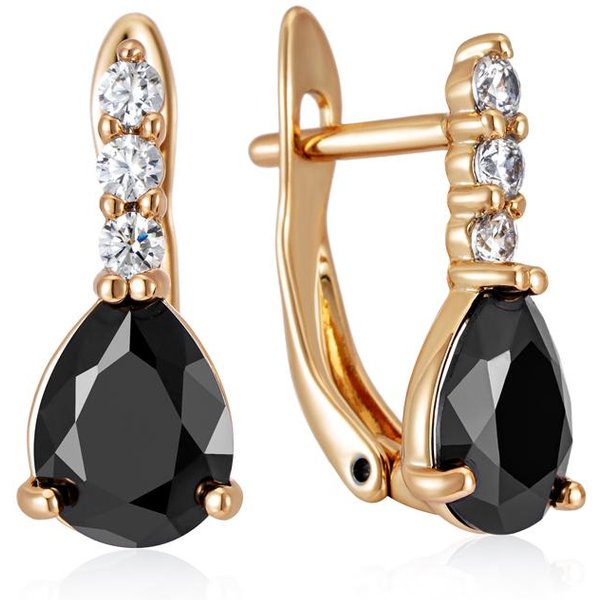 Pendientes Ingleses Brillantes De Zirconita Negra Natural Con Forma De Gota De Agua Para Mujer Tendencia Color Oro Rosa Novia Boda JoyeríA Fina Beige-image