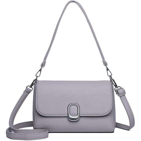 MięKka SkóRzana Torba Crossbody Damska Torba Podpachowa Na Ramię DużA Pojemność Dojazdy MałA Kwadratowa Torba Fioletowy-image
