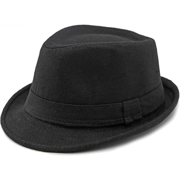 Sombrero Simple Franny De OtoñO E Invierno Para Hombres Y Mujeres Sombrero De Jazz Retro BritáNico Fedora De Lana Para Caballero Negro-image