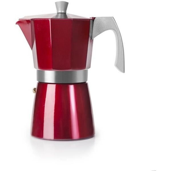 Ibili - Cafetera à Expresso Evva Red, 3 Tazas, 150 Ml, Fuente De Aluminio, Compatible Con Placas De InduccióN Rojo-image