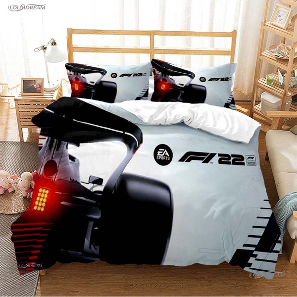 Funda NóRdica Suave Formula 1 EdredóN Entusiasta De Las Carreras Juegos De Cama Suave CóModa Funda De EdredóN MáS Fundas De Almohada Decenas Individual/Doble/Queen/King 135*200Cm Eu-Single-image
