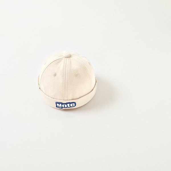 Vintage Haftowane Litery NiemowlęCa Czapka Bez Daszka Wiosenna Dla Dzieci ChłOpcóW Dziewczynek Hip Hopowa Czapka Docker Regulowane Dopasowanie DziecięCa Czapka Beanie H Praktyczne Zastosowanie 48-50Cm White-image