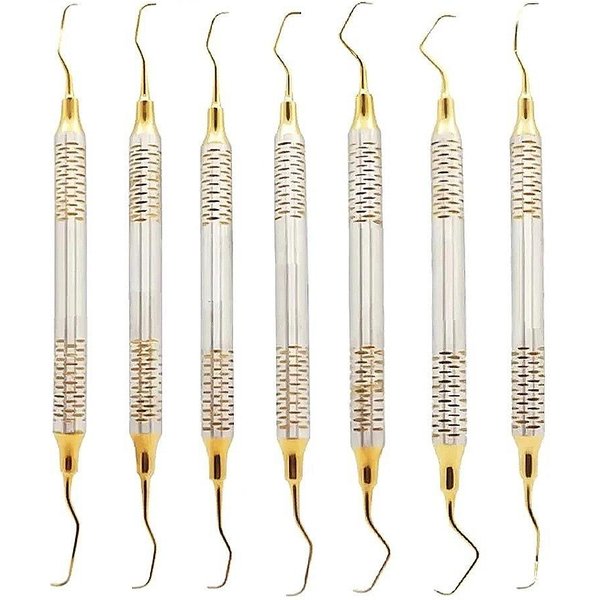 Set De 7 Piezas Limpiador Dental Raspador Manual Periodontal Curetas Gracey Raspadores Perio Herramienta De Cuidado Bucal Blanqueamiento Dental White-image