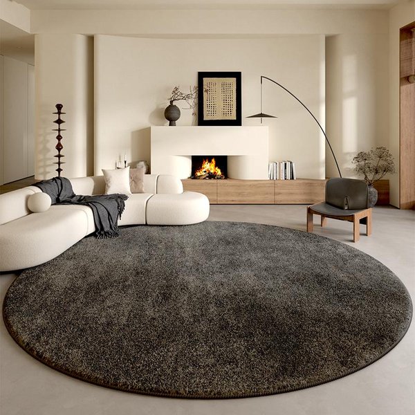 Minimalistyczny Styl Dekoracja Sypialni OkrąGłY Dywan Gruba Pluszowa Mata Do Przedpokoju Jednokolorowe Dywany Do Salonu Puszysty MięKki Dywanik 100X100Cm-image