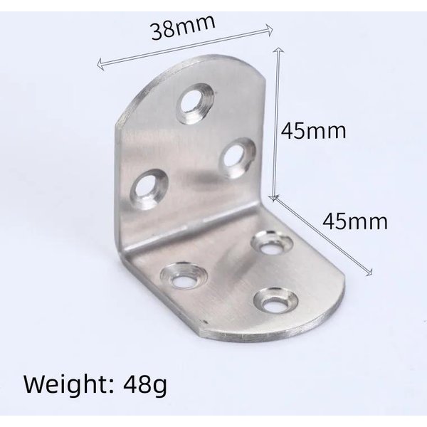 4 Piezas Forma L Acero Inoxidable Conectores De Escuadra De ÁNgulo Recto CóDigo Soporte ÁNgulo Recto FijacióN De Muebles Herrajes Reforzados-image