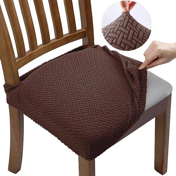 Fundas De Silla Jacquard Para Comedor EláSticas Removibles Funda De Asiento Antisuciedad Color SóLido Fundas De Silla Protector De Muebles 1Pc Gray-image