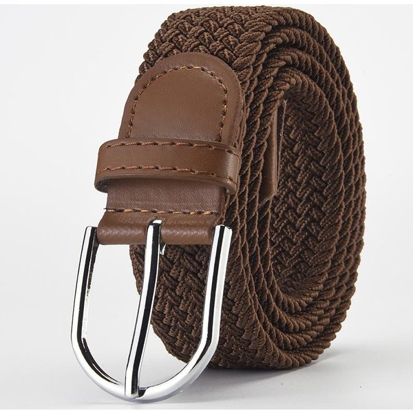 CinturóN Tejido Transpirable EláStico Para Hombres Y Mujeres De Alta Calidad Casual Jeans Golf Lona Multifuncional Al Aire Libre Para Mujeres 102Cm-107Cm Brown-image