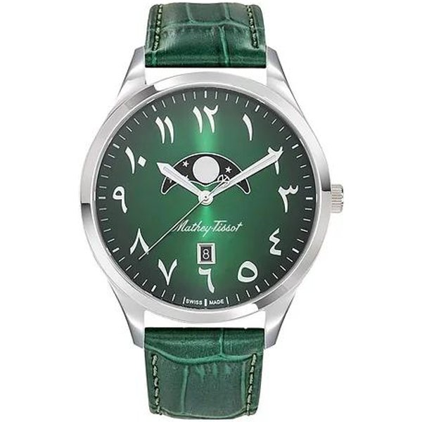 Reloj Mathey-Tissot Urban Moon H411ALPEV Para Hombre, Correa De Piel, Esfera Verde áRabe, Cuarzo Verde-image