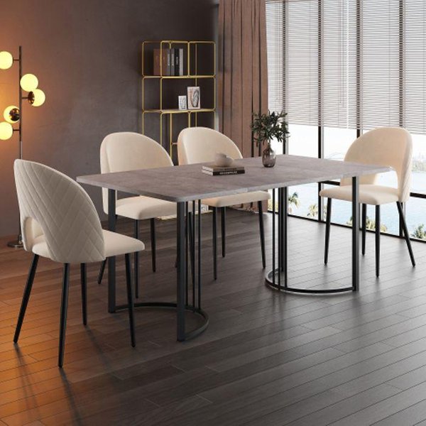 Mesa De Comedor - Muvoe - 140 X 80 Cm - Patas Regulables - DiseñO De MáRmol - 6 Plazas-image
