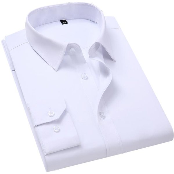Tallas Grandes 5XL 6XL 7XL 8XL Hombres Color SóLido Camisa De Vestir Moda Casual Ajustada Blanca Manga Larga Ropa De Marca Para Hombre 4XL Blanco-image