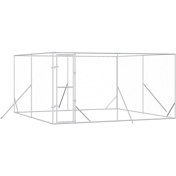 Caseta Para Perros De Exterior Plateada 4X4X2 M Acero Galvanizado-image