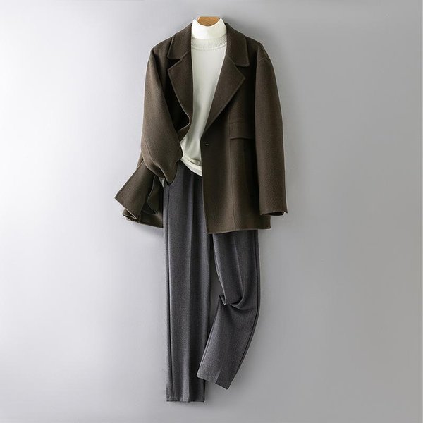 Abrigo Nuevo De OtoñO E Invierno 100% Lana Para Hombre Abrigo De Lana De Longitud Media Abrigo Casual Sin Cachemira 4XL Verde-image