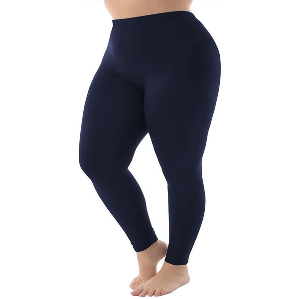 Legginsy Damskie W DużYch Rozmiarach 1XL-5XL Odzież Wierzchnia 300 FuntóW 9-Calowe Legginsy O Wysokiej ElastycznośCi W Jednolitym Kolorze Wiosna/Jesień Plus Size 1XL Blue-image