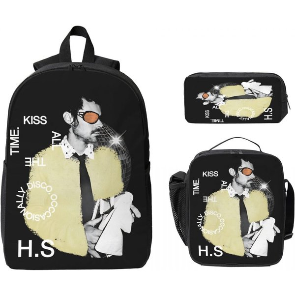 Harrys Styles Besa Todo El Tiempo Disco Ocasionalmente Mochilas Set Para NiñAs NiñOs Estuches Mochilas Set Con Fiambrera-image