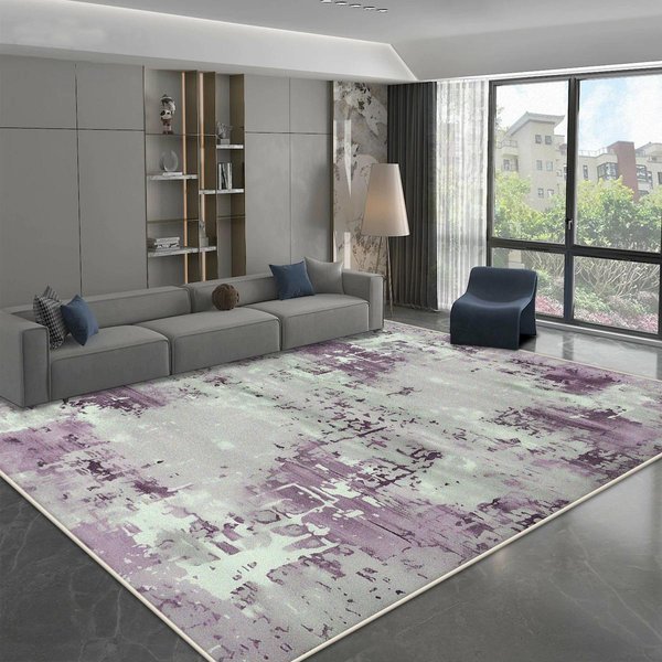 Alfombra De Estilo Moderno Simple Para Sala De Estar DecoracióN Azul Gris Hogar Sofá Alfombra Suave Y Esponjosa Dormitorio Mesita De Noche Lavable Alfombra Antideslizante 160*200Cm-image