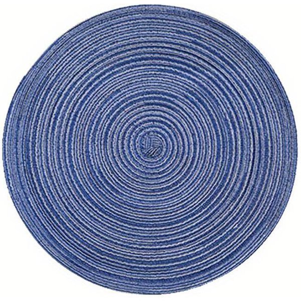 Mantel Individual Redondo Tejido De Ramio Antideslizante Para Mesa De Comedor, Almohadillas Antideslizantes Para Vajilla Y Cuencos, Posavasos De Cocina Para Tazas De Bebida Azul-image