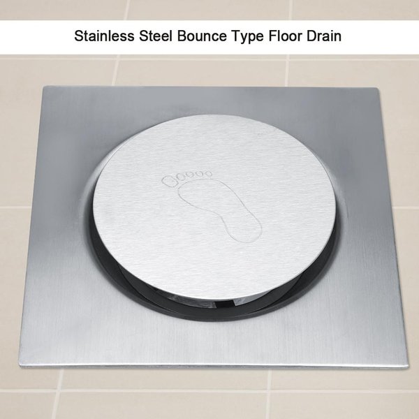 DesagüE De Piso Tipo Rebote De Pedal De Acero Inoxidable Para BañO, Lavabo, Garaje, SóTano Type 2 Gray-image