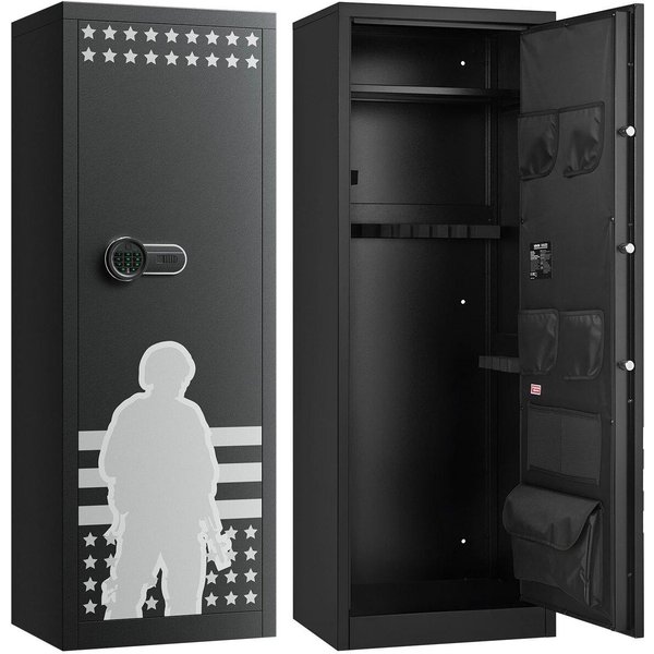 Caja Fuerte Para 10-12 Armas, Armero Largo Para Rifles Y Pistolas, Caja Fuerte Para Rifles IgníFuga De Acceso RáPido Con 4 Bolsillos Para Pistolas Y 3 Estantes Ajustables, Grande Digital-image