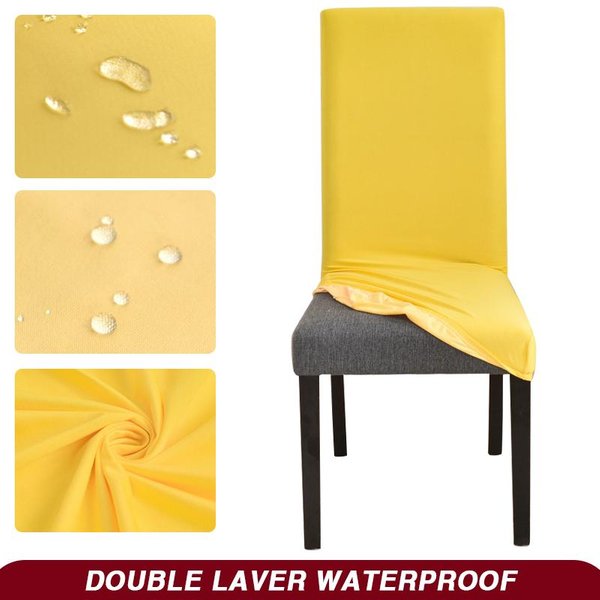 Fundas Impermeables Para Sillas Fundas EláSticas Para Asientos De Silla Para Comedor Cocina Oficina Boda Hotel Banquete Restaurante Amarillo-image