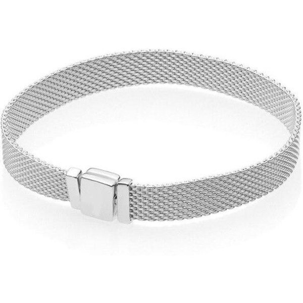 Pulsera Original De Malla Tejida Oro Rosa Reflexions Cadena MúLtiple Ajuste Brazalete Plata De Ley 925 Abalorio Diy JoyeríA 19Cm-image