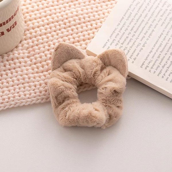 Kocie Uszy Pluszowe Gumki Do WłOsóW SłOdkie Gumki Do WłOsóW Dziewczyny Spinki Do WłOsóW Dzieci Kawaii Nakrycia GłOwy Nakrycia GłOwy DziecięCe Akcesoria Do WłOsóW BrąZowy-image