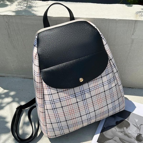 Mochila Nueva A Cuadros Gran Capacidad Mochila Escolar Para Estudiantes Estilo JaponéS Y Coreano Mochila Para Exteriores-image