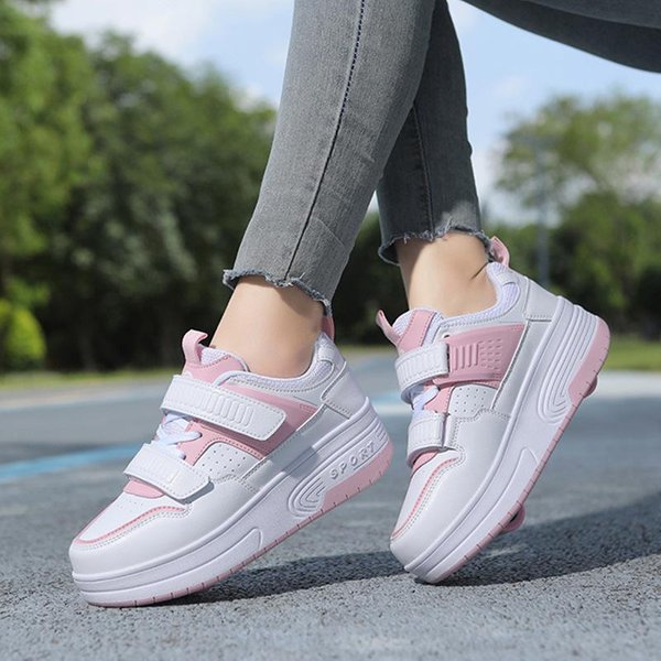 Zapatos Para NiñOs Que Se Escapan NiñOs NiñAs Adultos Zapatos Burst Zapatos Voladores De Doble Rueda Zapatos Con Ruedas Patines De Ruedas Para NiñAs Escolares 40-image