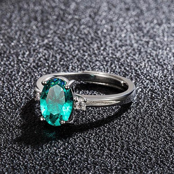 Anillo De JoyeríA De Cristal Natural De Plata 100 %925 Para Mujeres Topacio Verde Gema Compromiso Alianzas De Boda Anillo De Prehnita JoyeríA Abierta Resizable Color Rosa-image