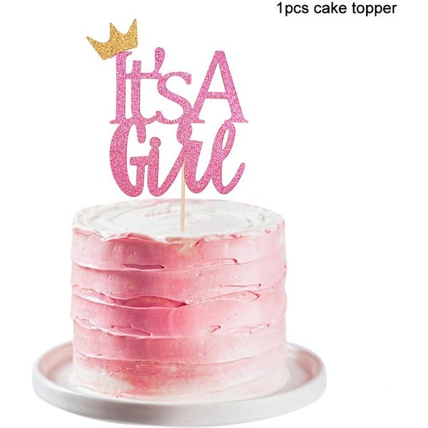 To ChłOpiec Dziewczynka Topper Na Tort RóżOwy Niebieski Toppery Na Babeczki Pik Do Jedzenia Flaga Na Baby Shower Urodziny Dziecka Dekoracja Na Imprezę Gender Reveal-image