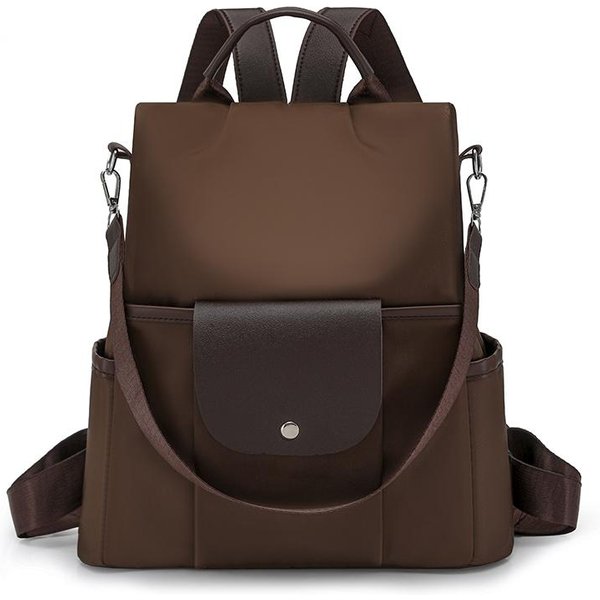 Wodoodporny Plecak Damski Z Tkaniny Oxford AntykradzieżOwa Torba Szkolna DużA Pojemność Modny Plecak PodróżNy 31Cm 13Cm 33Cm Czekolada-image