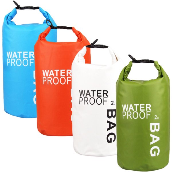 Bolsa Seca Impermeable Ligera Con Cierre Enrollable Para Kayak NatacióN Camping Senderismo Mochila Blanco Azul Naranja Verde 2L Cada Una-image