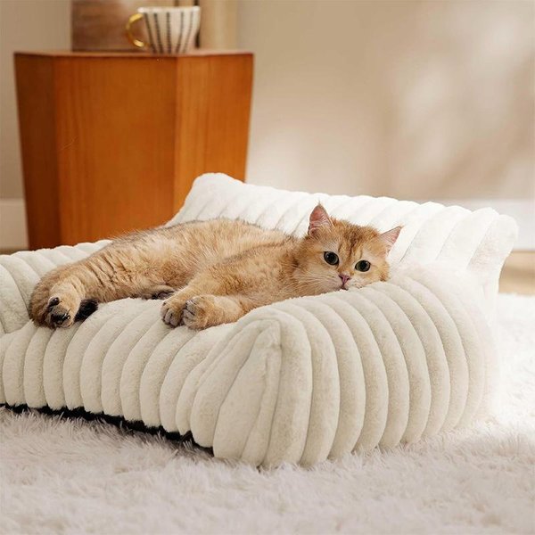 Nowy Produkt Legowisko Dla ZwierząT Legowisko Dla Kota Sztruksowe Zimowe CiepłE Sofa Dla ZwierząT ŁóżKo Dla Psa Wygodna Mata Dla Kota Legowisko Dla Psa Mata Legowisko Dla ZwierząT S White-image