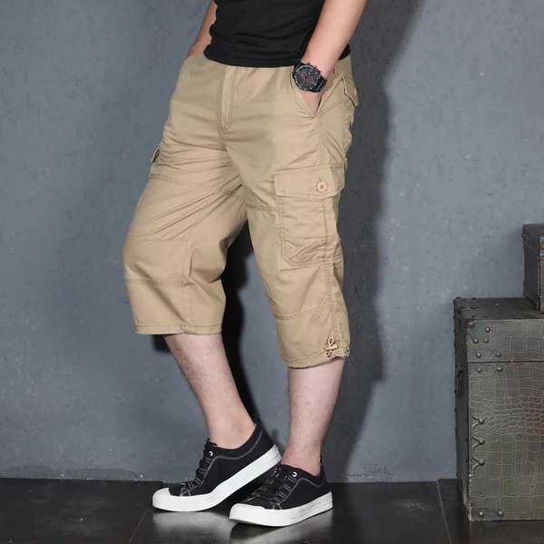 MęSkie Spodnie Capri Z Wieloma Kieszeniami Spodnie Cargo Casualowe Spodenki Dla MężCzyzn W śRednim Wieku Spodnie Dla MężCzyzny KróTkie Spodnie S Beige-image