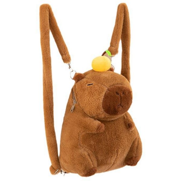 Nueva MuñEca Peluche Kawaii Capibara Mochila De Peluche Bolso De Mano Animales Suave Bolso Infantil Juguete Bolso De Hombro Regalos Divertidos De CumpleañOs Deco About 35Cm Brown-image