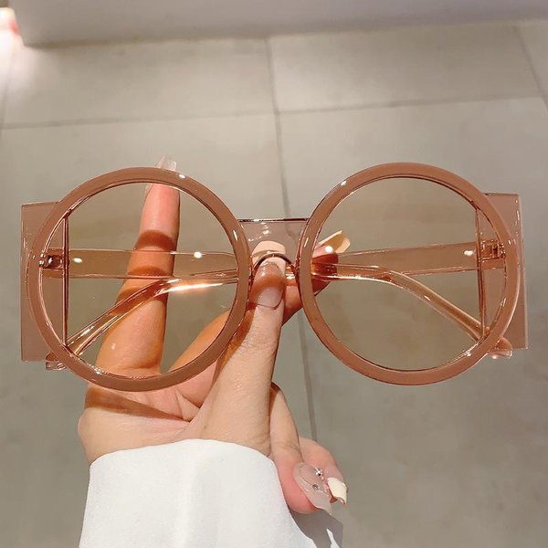 Estilo DiseñAdor De Lujo Estilo Y2K Gafas De Sol Circulares Oversize Gafas Damas Para Hombres Gafas De Sol Populares Montura Grande CláSica Punk Montura-image