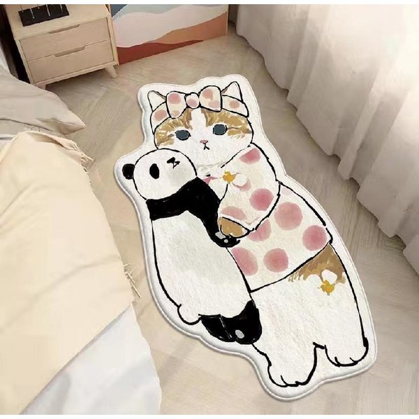KreskóWkowy Kot Imitacja Kaszmiru Dywan Rodzinna Sypialnia Gruby Koc Na ŁóżKo Okno Wykusz PokóJ DziecięCy Mata PodłOgowa Koc AntypośLizgowy 50*80Cm-image
