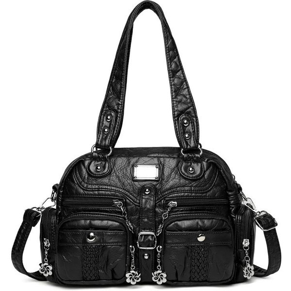 Damska Torebka O DużEj PojemnośCi, Torba Na Ramię Do DojazdóW, MięKka SkóRzana Torba Crossbody Black-image