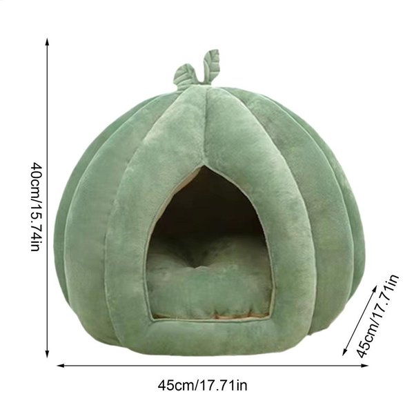 Pogrubione Halloweenowe Legowisko Dla ZwierząT ZamknięTe Gniazdo Dla Kota CiepłE Legowisko Dla Kota KształT Dyni Dom Do Spania Dla ZwierząT Dla KotóW Zmywalne Legowisko Do Spania Dla Kota-image