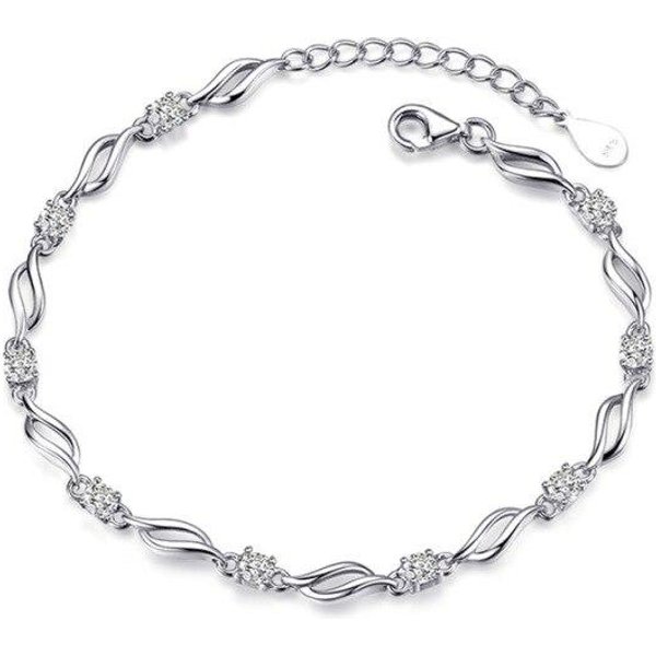 925 Sterling Silver Elegancki Cyrkon Charm Bransoletki Bransoletki Dla Kobiet Dziewczyn Wedding Party Urodziny BiżUteria Prezent Fioletowy-image
