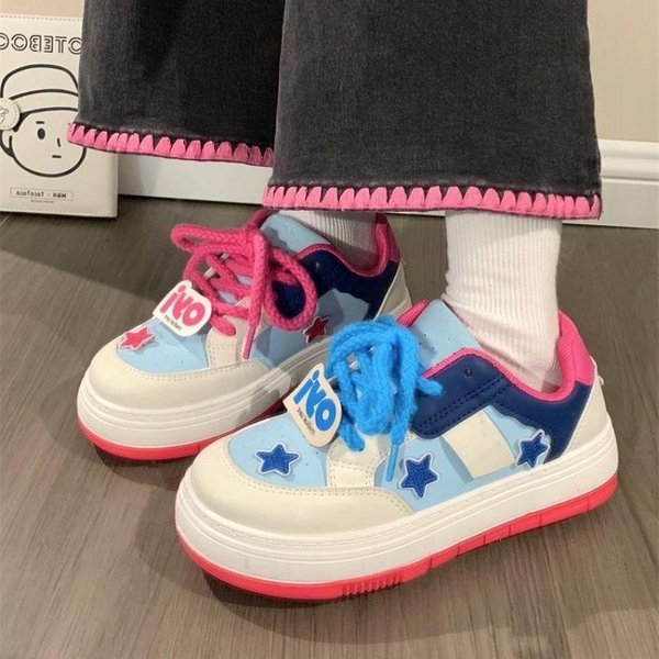 Zapatos De Pato MandaríN De OtoñO Plataforma Zapatos Blancos PequeñOs Estrella Estudiantes Zapatos VersáTiles Nicho Original Zapatos Casuales De Tablero Femeninos 40 Pink-image