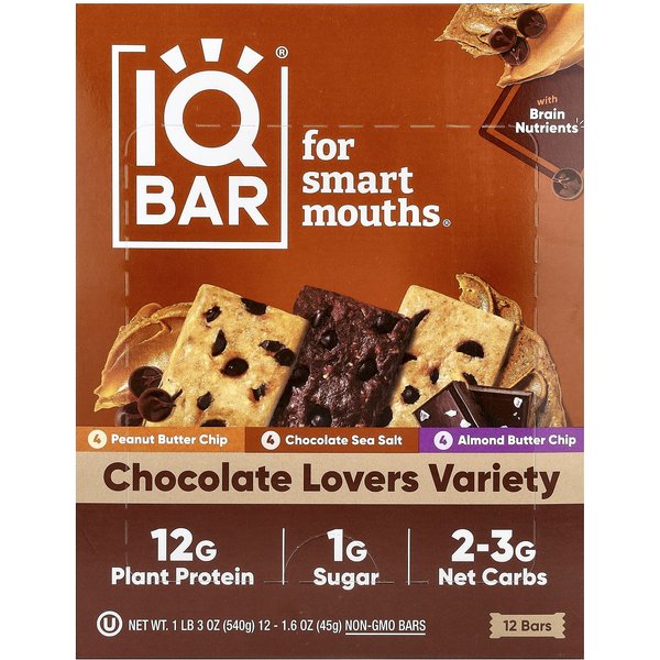 Iqbar, Barras De ProteíNa Vegetal, Variedad Chocolate Lover, 12 Barras, 45G (1.6 Onzas) Cada-image
